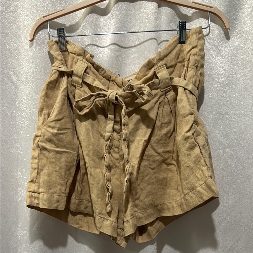 L'AGENCE Tan High Waist Shorts with Tie Belt